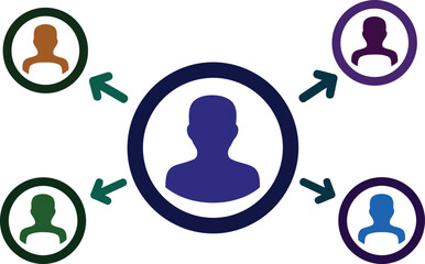 Centralized network connecting various user profiles for business strategy concept