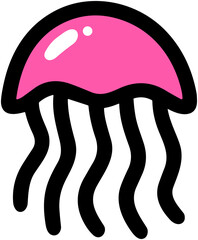 Cute Jellyfish Icon: Pink Sea Cartoon Style