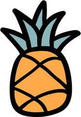 Cute Pineapple Icon: Tropical Cartoon Fruit Style