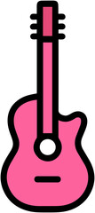 Cute Guitar Icon: Playful Music Cartoon Style