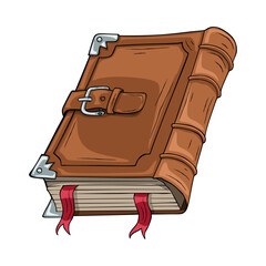 Old leather book with metal clasp