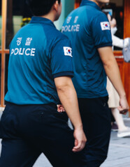 Fototapeta premium Korean Police squad formation in protective uniform with 