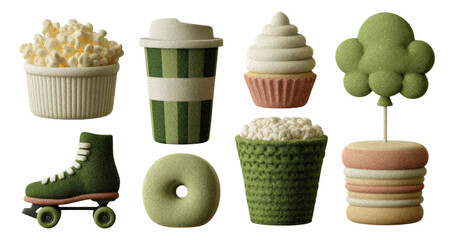 Playful Green-Themed Dessert and Snack Collection with Whimsical Details