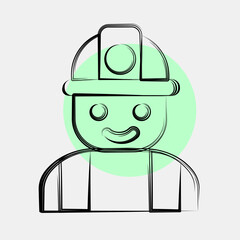 Icon miner. Gold mining elements. Icon in color spot style.