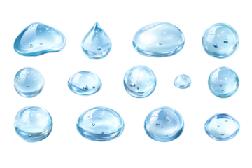 Water droplets and bubbles vector set isolated on a transparent background