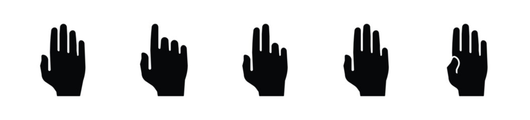 Gesture icon set. Set of hand gestures and finger icon set - Stock Vector 