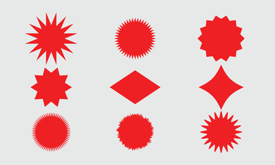 Collection of Red Starburst and Spiky Geometric Shapes