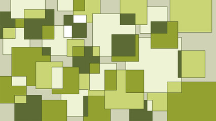 Abstract Geometric Overlap Pattern: Dynamic Composition of Layered and Transparent Squares in Varied Shades of Olive and Chartreuse Green on a Neutral Background