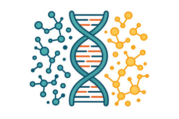 Dna double helix structure with molecular connections, representing genetics, science and medical research