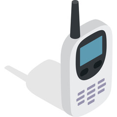 White Vintage Walkie Talkie With Black Shadow Isolated On Transparent Background Classic Communication Device