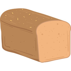 Whole Wheat Bread Loaf Isolated on Transparent Background Freshly Baked Golden Brown Crust with Toasted Grains Detailed Texture
