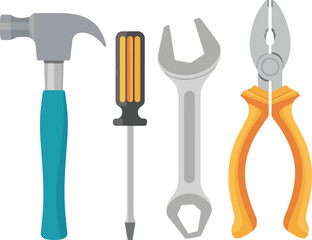 set of tools isolated on white