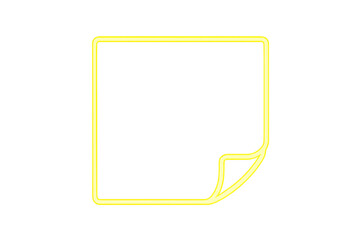 Neon light shining on a sticky paper note outline, symbolizing communication, memory, or promotion