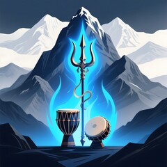 Maha Shivratri – Trishul, Damru, and Spiritual Aura (AI Generated)
