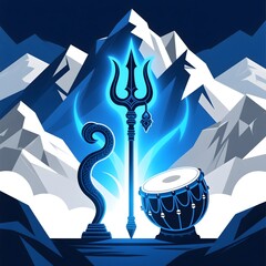 Maha Shivratri – Trishul, Damru, and Spiritual Aura (AI Generated)