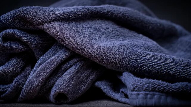 Detailed Macro Shot of a Soft Dark Purple Towel.
