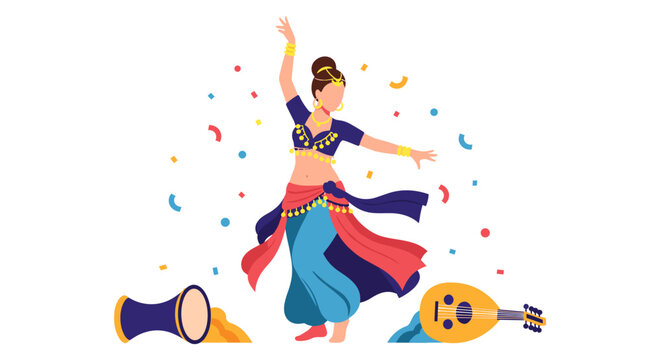 Arabic belly dancer at celebration vector illustration for cultural festival and event poster design