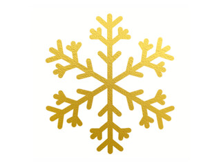 Golden snowflake isolated on transparent background, simple flat winter decoration