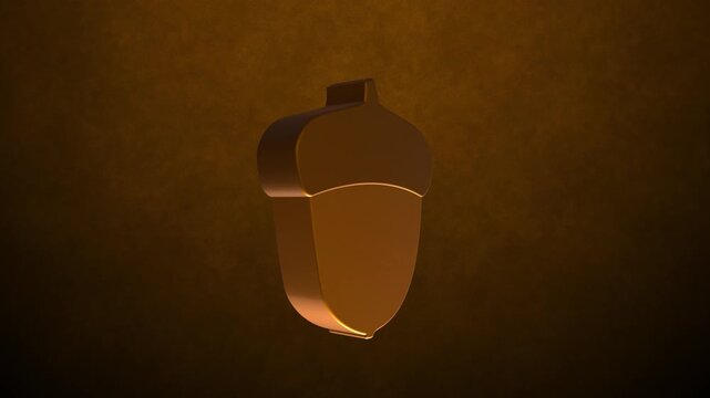 Rotating 3D Acorn Symbol Animation on Warm Textured Background, Perfect for Autumn, Nature, Eco, and Seasonal Motion Graphic Projects (9x16 safe)