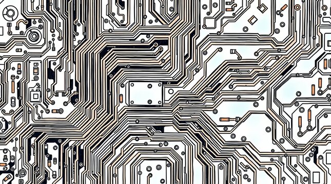 Intricate Circuit Board Illustration A Detailed View of Electronic Components