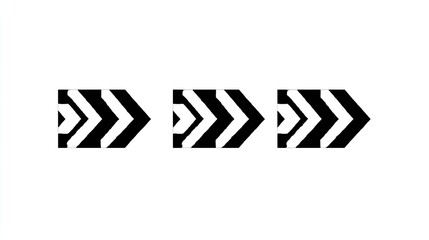 Obraz premium Three chevron arrows point right on a white background.
