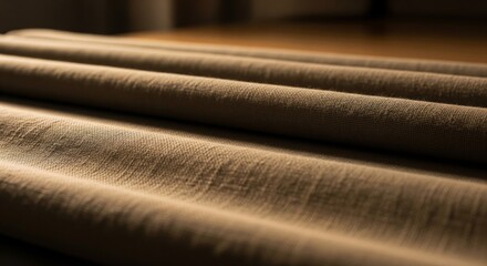 Wavy Brown Fabric Texture with Golden Light and Shallow Depth of