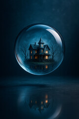 Haunted House Encased in a Glowing Crystal Ball
