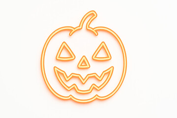 Neon Glowing Pumpkin on Clean White Background