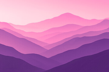 pink mountain landscape -- Abstract Pink and Purple Mountain Layers – Stylized Minimalist Landscape with Gradient Sky and Atmospheric Perspective Representing Serenity, Depth, and Dreamlike Beauty