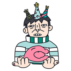 Man celebrating Thanksgiving sticker transparent png