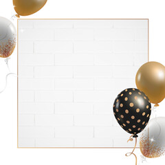 Festive balloons brick frame transparent png