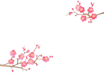 梅の枝　カットイラスト