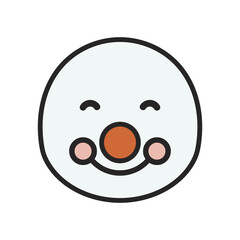 Snowman slightly smiling emoticon on transparent background vector