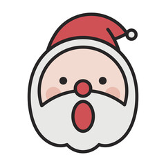 Santa smiling with with open mouth emoticon on transparent background vector