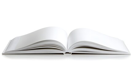 Fototapeta premium Open hardcover volume displays pristine blank pages against a bright background