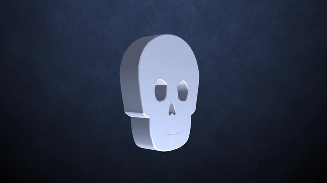 White 3D Skull Symbol Rotation on Dark Textured Background, Perfect for Horror, Thriller, Gaming, Halloween, and Edgy Motion Graphic Projects (9x16)