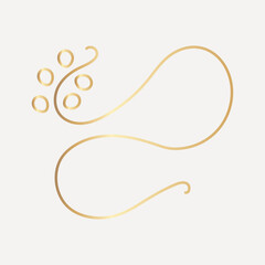 Elegant golden abstract swirl design, hand drawn vector