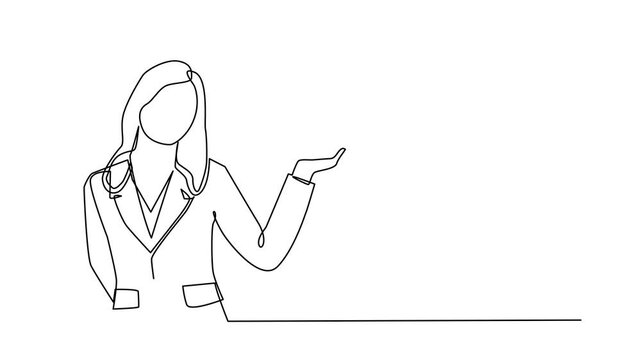 Businesswoman in One Continuous Line Art Drawing