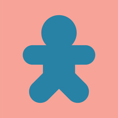 Obraz premium Blue gingerbread man Christmas decorative geometric flat illustration vector