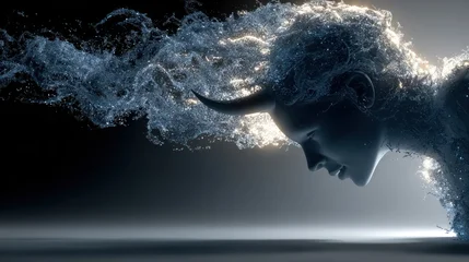 Fotobehang Abstracte kunst Water Spirit,  Mystical Digital Art,  Abstract Figure  © Rania