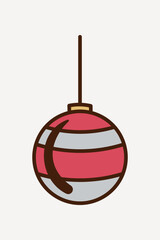 Christmas bauble, line art illustration vector