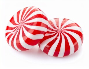 Two red and white peppermint candies