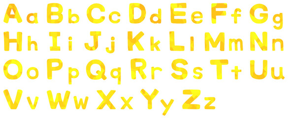 アルファベットセット 黄色 ベクター素材