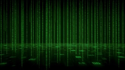 Dive into the Matrix with this captivating digital rain background, perfect for a futuristic technology concept or coding project, a vibrant green code stream