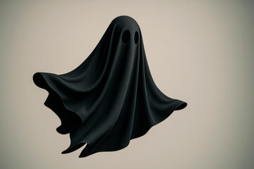 Ethereal Black Ghost in Motion with Flowing Shadowy Form