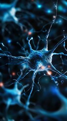 Neuron Cell Body with Axons and Dendrites on Transparent Background Detail