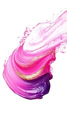 Swirl of Pink Purple and Gold Glitter Paint Isolated on Transparent Background