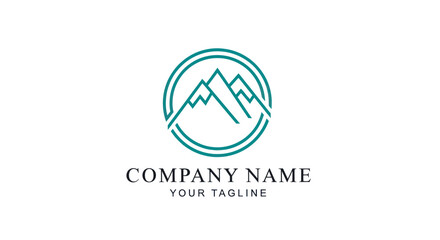 Mountain Logo Design Geometric Abstract Circle Emblem.