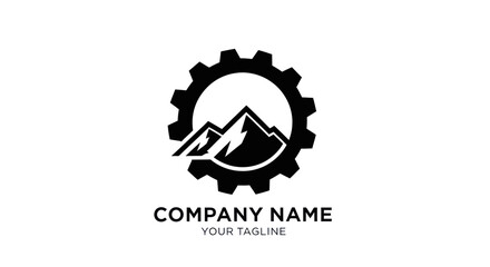 Obraz premium Gear and Mountain Logo Design for Engineering and Outdoor Adventure.