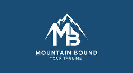 Fototapeta premium Mountain Bound Logo Design with MB Initials and Mountain Peak.